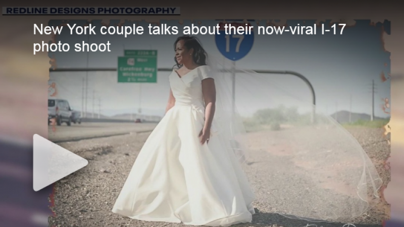 Love on the freeway: Couple talks about their now-viral wedding photo shoot on I-17