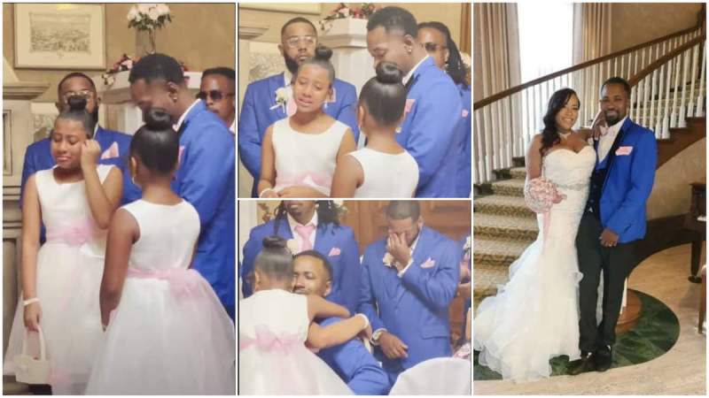 Groom Cries for Joy on Wedding Day, Adopts Brideâ€™s Children on the Altar, Cute Photos Stir Reactions