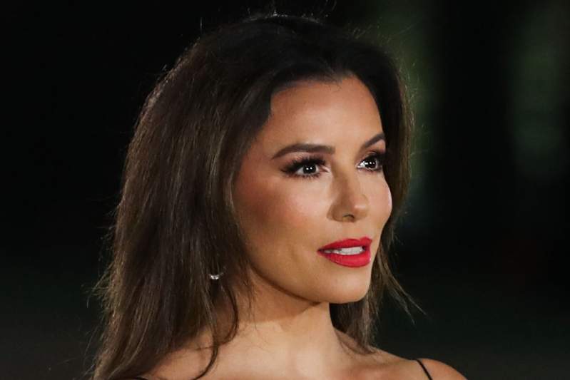 Eva Longoria Finds the Perfect Fall Wedding Dress in an Off-the-Shoulder Floral Gown