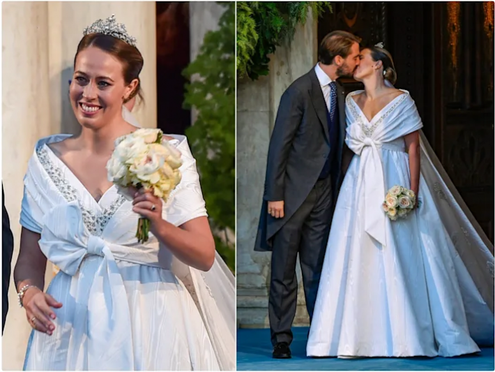 Princess Nina of Greece got married in a Chanel wedding dress and her mother-in-law Queen Anne-Marie's tiara