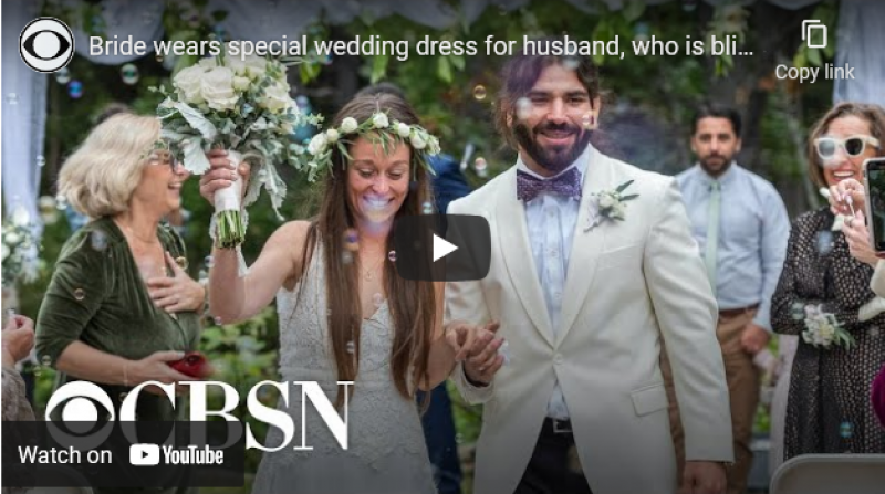 To surprise groom who is blind, bride wears special tactile wedding dress