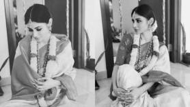 Mouni Roy looks beautiful in monochromatic pics from Satyanarayan pooja amid wedding rumours