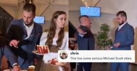 Groom’s Reaction to Drunk Wedding Guest Smashing Cake on Bride Goes Viral on TikTok
