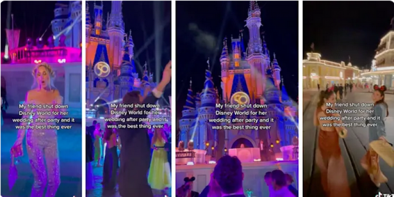A woman who said her friend 'shut down' Disney World Florida for her wedding party has gone viral after posting footage on TikTok